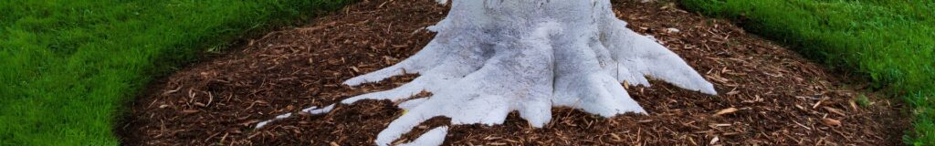 Mulch calculator — fresh hardwood mulch spread around a tree